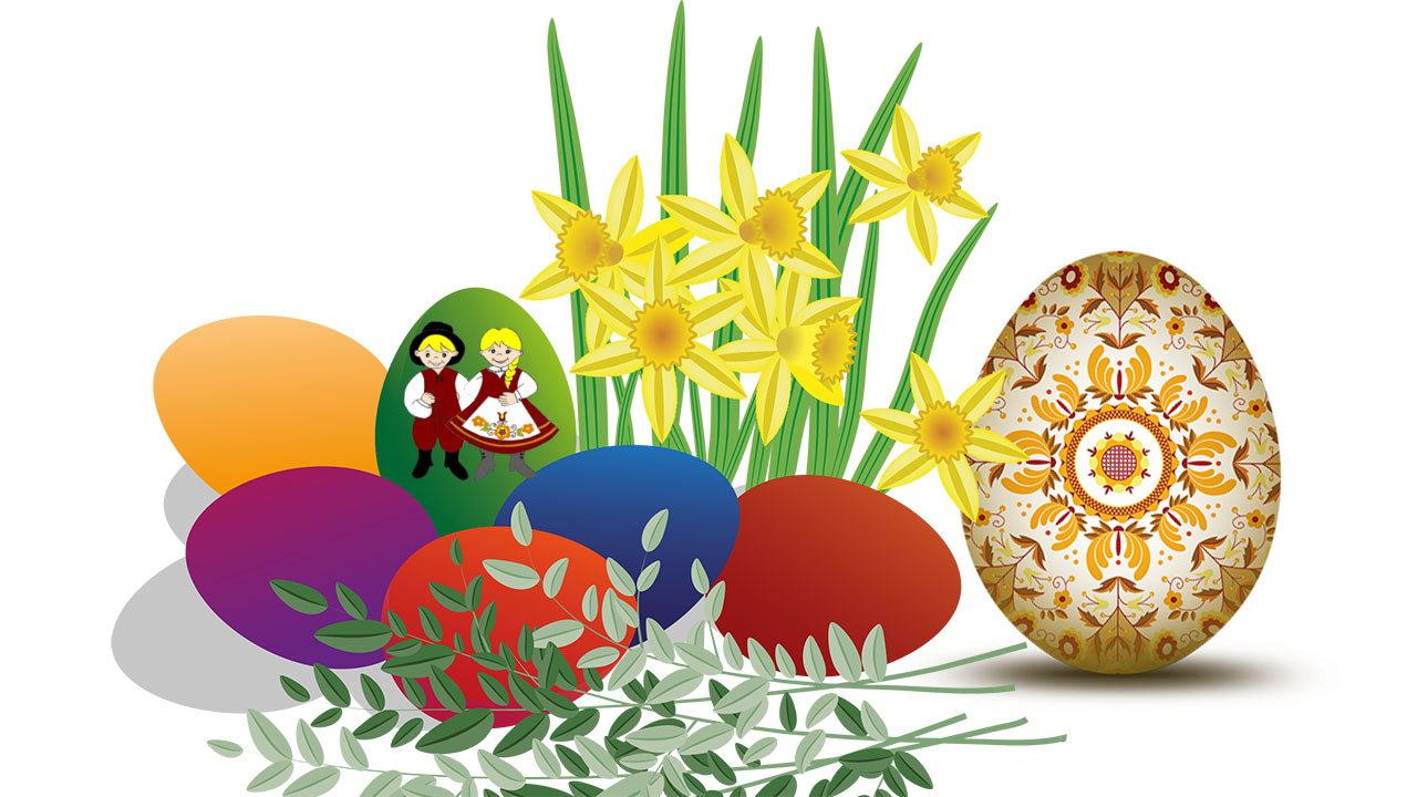 kwiaty i jajka wielkanocne